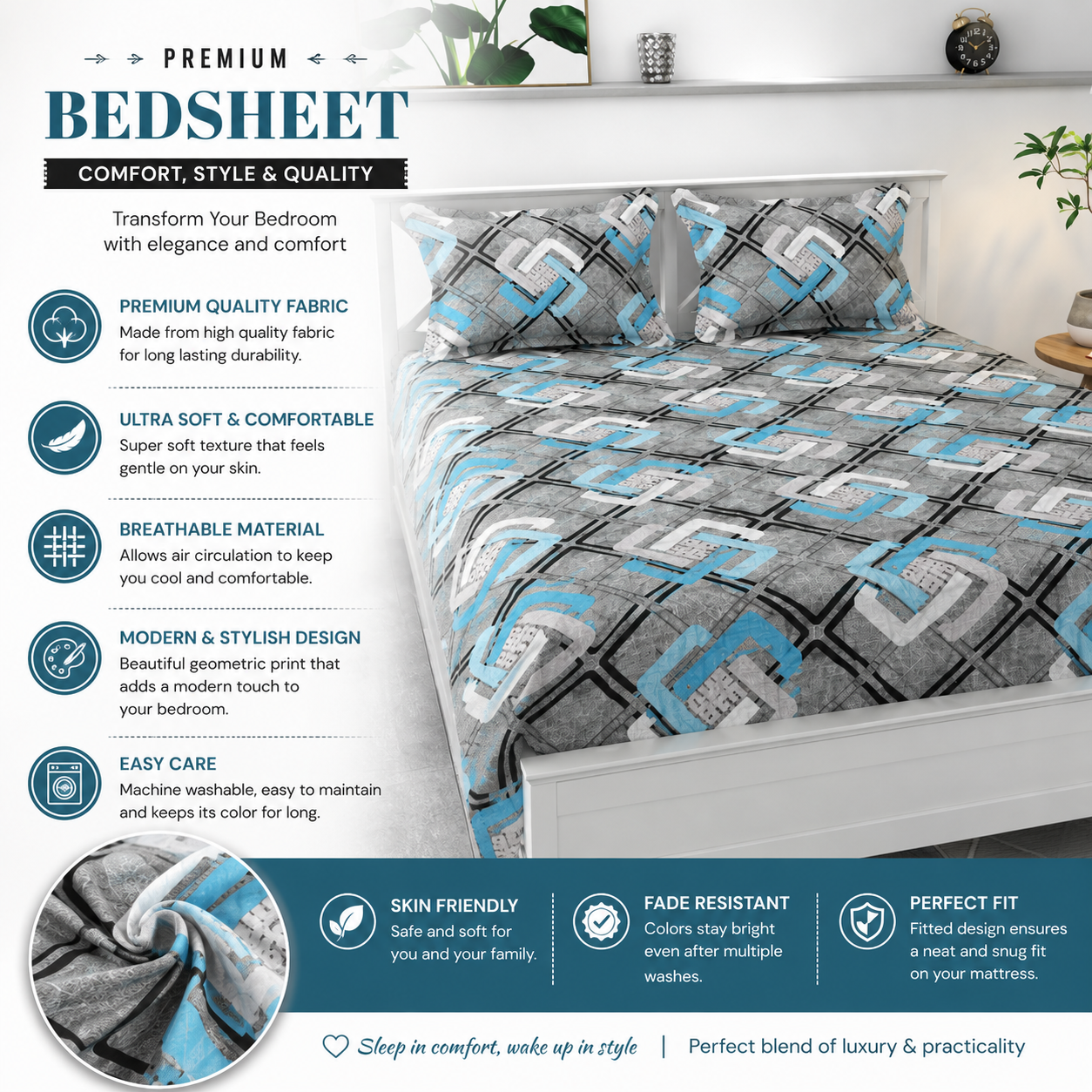 Wrap & Rest Double Collection | Snug-Fit Sheet + 2 Pillow Shams